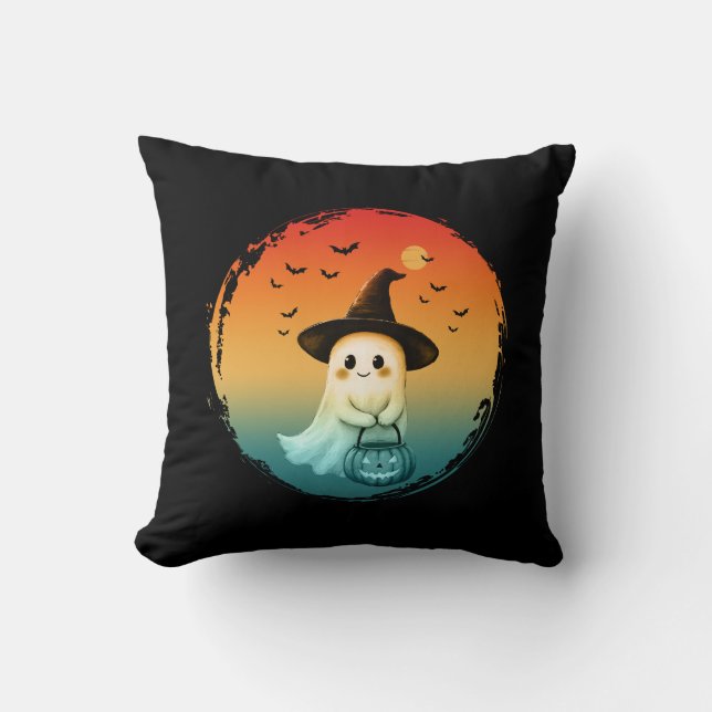 sött spöke halloween pumpa höst höst säsong kudde (Framsida)