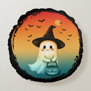 sött spöke halloween pumpa höst höst säsong rund kudde
