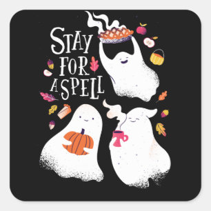 Sött spöke rolig Halloween-design Fyrkantigt Klistermärke