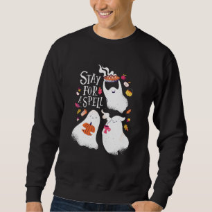 Sött spöke rolig Halloween-design Lång Ärmad Tröja
