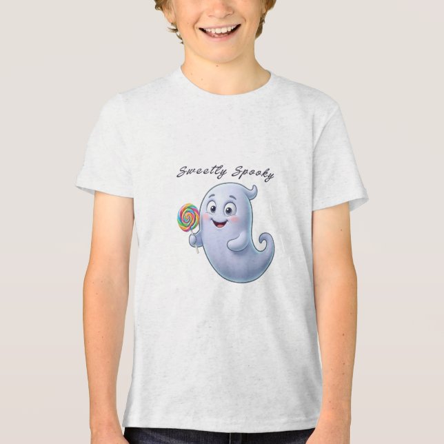 Sött spöklikt sött spöke med sugrör t shirt (Framsida)