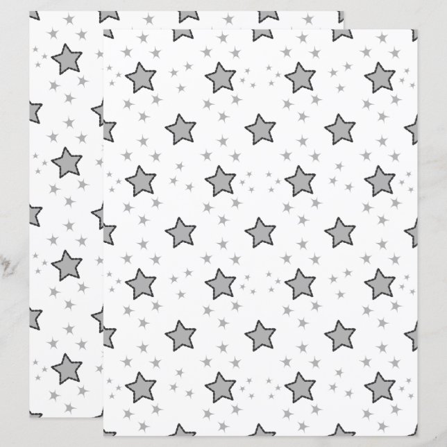 Sött stjärnmönstrat scrapbookpapper (Fram/baksida)