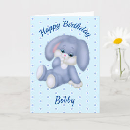 Sött stuffat Bunny Boys Birthday Namn Age Card Kort