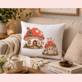 Sött Svamp Hus Kastkudde | Whimsical Cotta Lumbarkudde