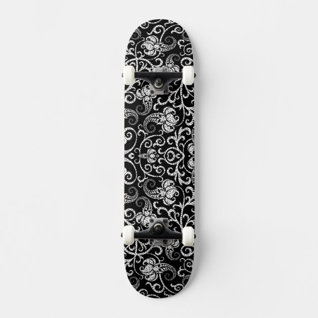 Sött svart dalmatiner blommor design mini skateboard bräda 18,5 cm (Framsida)