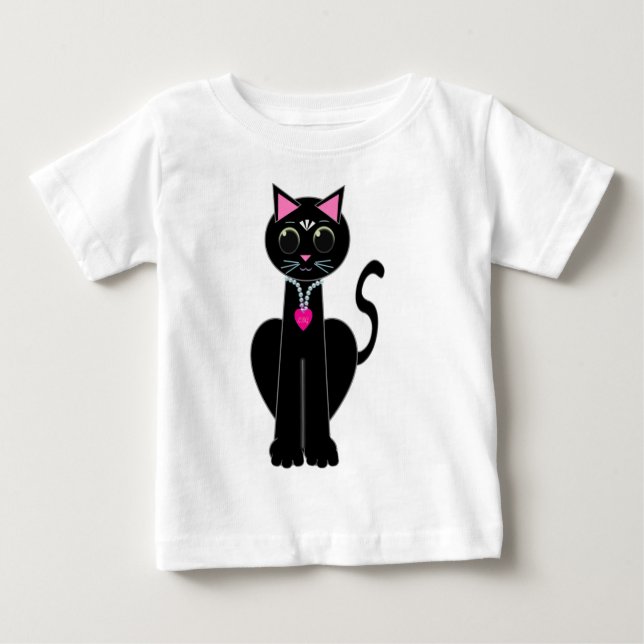 Sött svart katt t-shirt (Framsida)