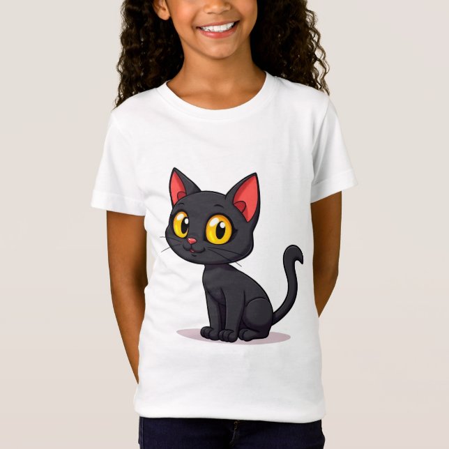 Sött svart katt t shirt (Framsida)