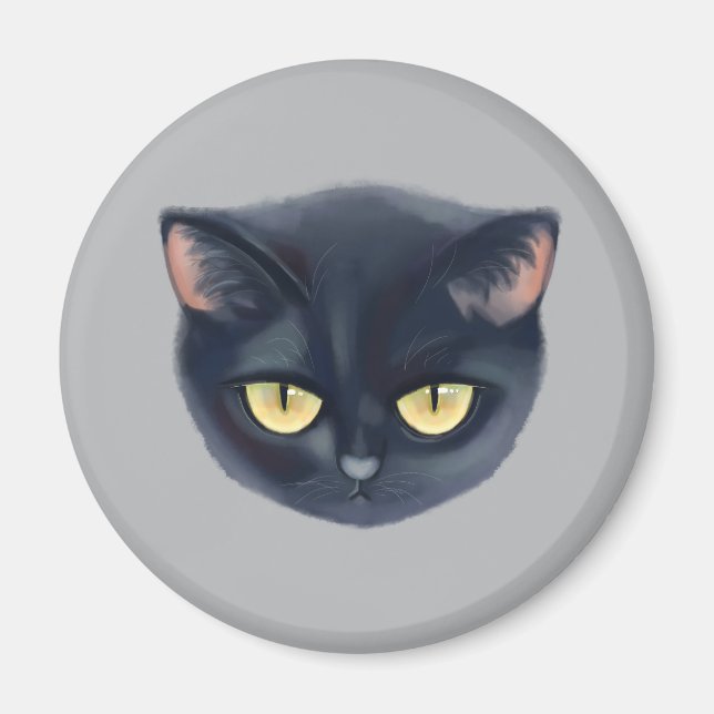 Sött svart kattansikte magnet (Framsidan)