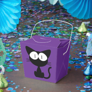 Sött svart kattmönster Violett födelsedagsfest Presentaskar