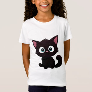 Sött svart kattunge-animering med stora ögon t shirt