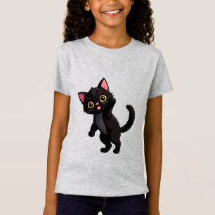 Sött svart kattunge-animering med stora ögon t shirt