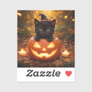 Sött svart kattunge Halloween-pumpa Klistermärken