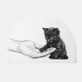 Sött svart kattunge handskakningsdörrmatta | Skjuv