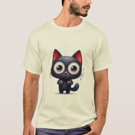 Sött svart litet kattunge med stora ögon överraska t shirt