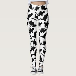 Sött svart och vitt dinosauriemönster leggings
