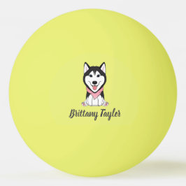 Sött svart och vitt huskyhund pingisboll
