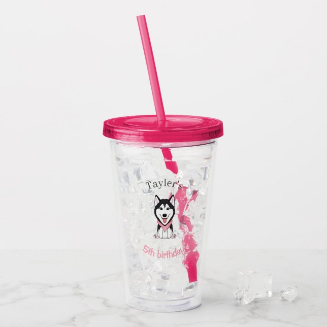 Sött svart och vitt huskyhund take away mugg (Framsida Ice)