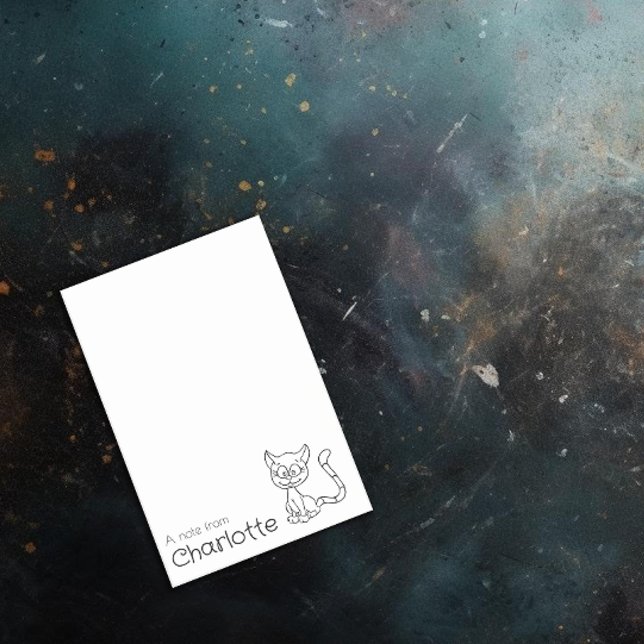 Sött svart serie kattnamn post-it block (Skapare uppladdad)