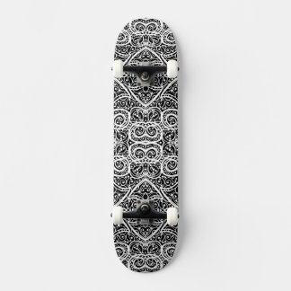 Sött svart vitt hjärtmönster mini skateboard bräda 18,5 cm