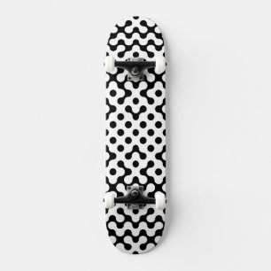 Sött svart vitt labyrintmönster mini skateboard bräda 18,5 cm