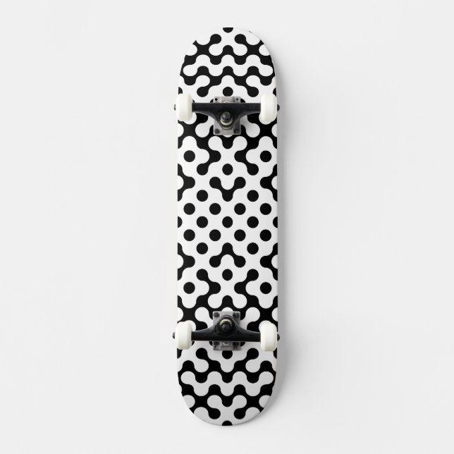 Sött svart vitt labyrintmönster mini skateboard bräda 18,5 cm (Framsida)