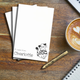 Sött svart vitt serie-kattnamn post-it block