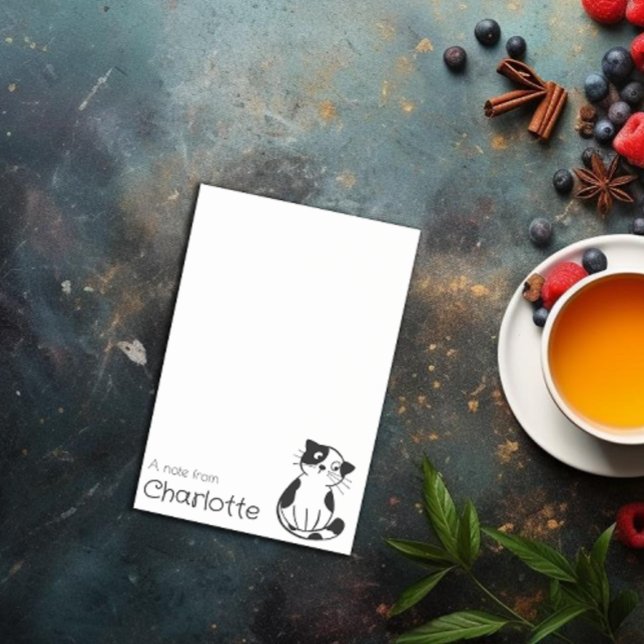 Sött svart vitt serie-kattnamn post-it block (Skapare uppladdad)