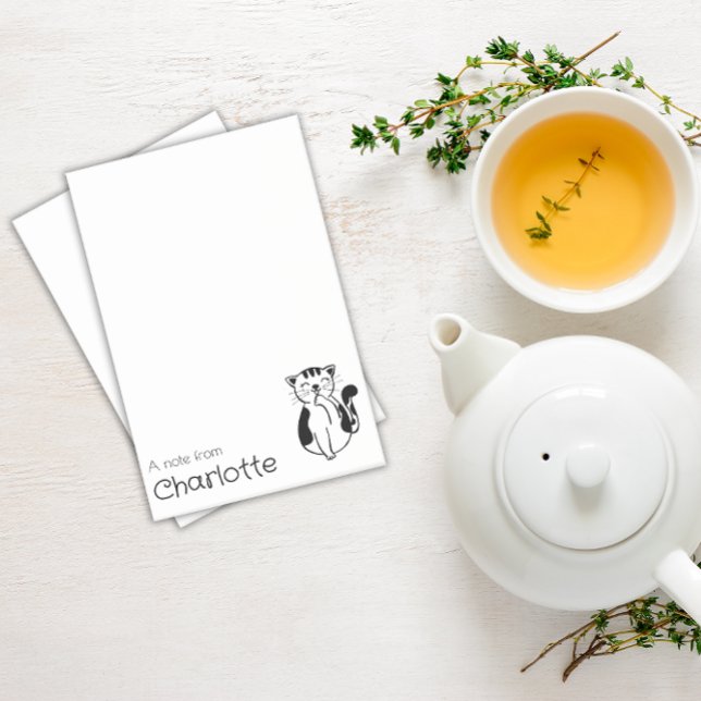 Sött svart vitt seriekatnamn post-it block (Skapare uppladdad)