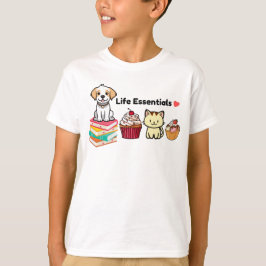 Sött T-shirt med djurmotiv och texten Livets Essen