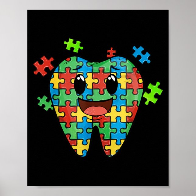 Sött Tandpussel Tandläkare Autism Poster (Framsidan)