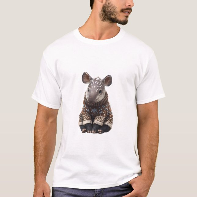 Sött tapirbaby i mysig stickad tröja (Framsida)