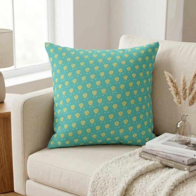 Sött Teal Hjärtmönster: Whimsisk Kärleksdesign Kudde (Skapare uppladdad)