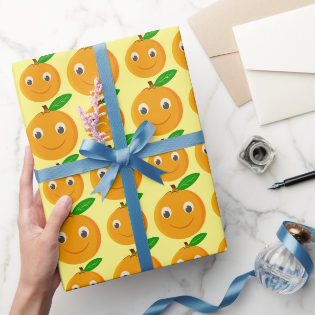 Sött tecknat apelsinmotiv presentpapper (Gifting)