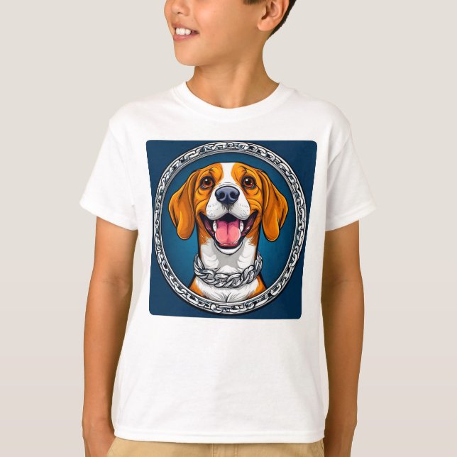Sött Tecknat Hund T Shirt (Framsida)