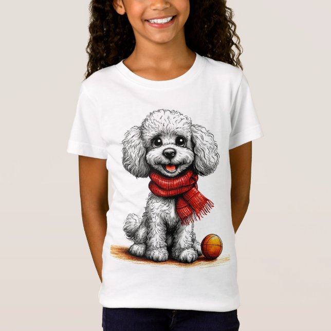 Sött Tecknat Hund T Shirt (Framsida)
