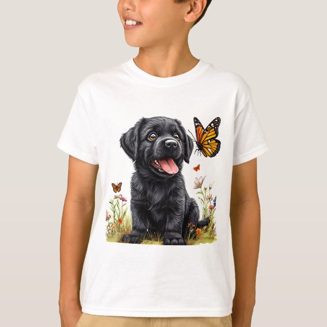Sött Tecknat Hund T Shirt (Framsida)