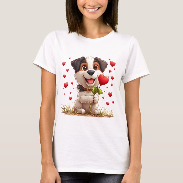 Sött Tecknat Hund T Shirt (Framsida)