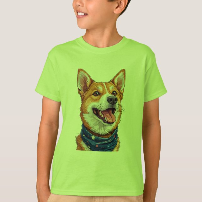 Sött Tecknat Hund T Shirt (Framsida)
