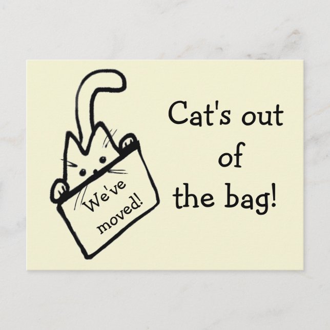 Sött Tecknat Katt Ritad Flyttmeddelande Meddelande Vykort (Framsida)