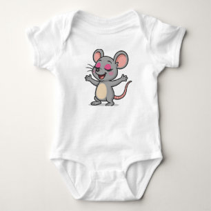 Sött tecknat mus som sätter på sig smink t shirt