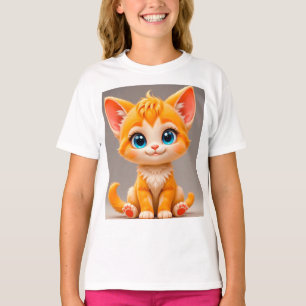 Sött tecknat orange kattunge t shirt