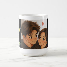 Sött Tecknat Par Kaffemugg
