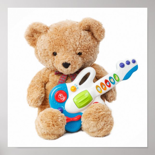 Sött Teddybjörn Gitarr Affisch (Framsidan)