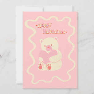 sött teddybjörn hjärta glad valentine dagskort julkort