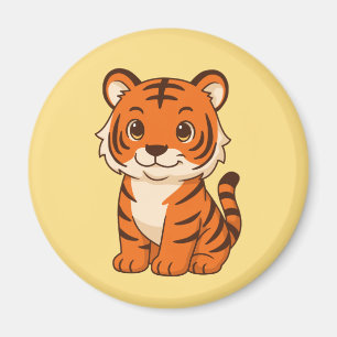 Sött tigerunge på gult magnet