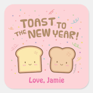 Sött Toast till det Nya Året Skämt Humor Konfetti Fyrkantigt Klistermärke