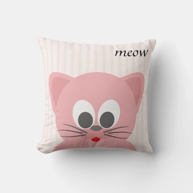 Sött Trendig Rosa Katt Kudde (Framsida)