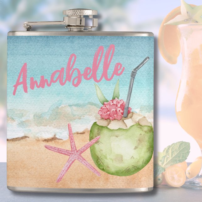 Sött Trendigt Namn Strand Drink Tropisk Fickplunta (Cute Beach Tropical Flask)