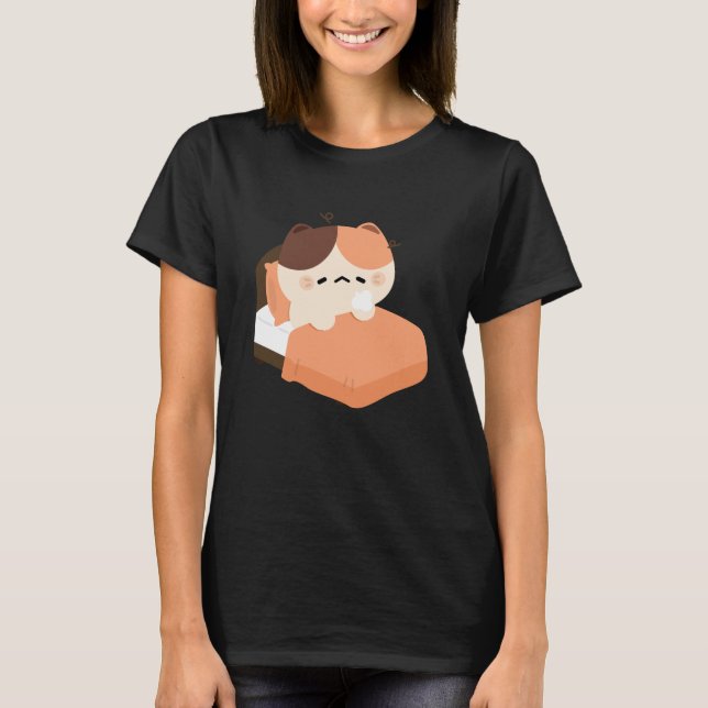 Sött trött katt t shirt (Framsida)