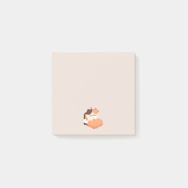 Sött trött sköldpaddskatt  post-it block (Framsida)